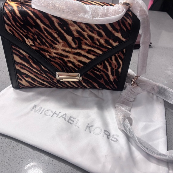 Michael Kors Animal Print Crossbody Bag with Black Trim - Picture 1 of 3